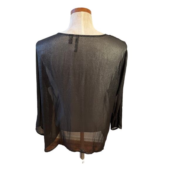 MNG Mango sheer black shimmer top M - Picture 4 of 6